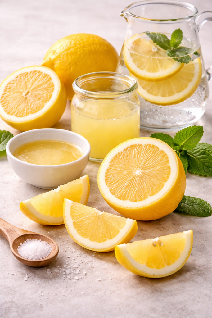 Limón natural y jugo de limón para tratar manchas faciales en la piel